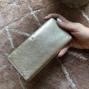 Kate Spade gold saffiano leather wallet